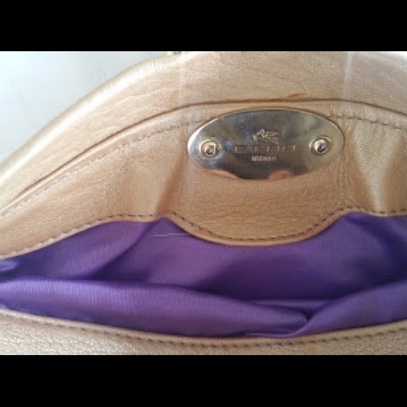Etro calf leather light gold/beige clutch - Picture 3 of 6